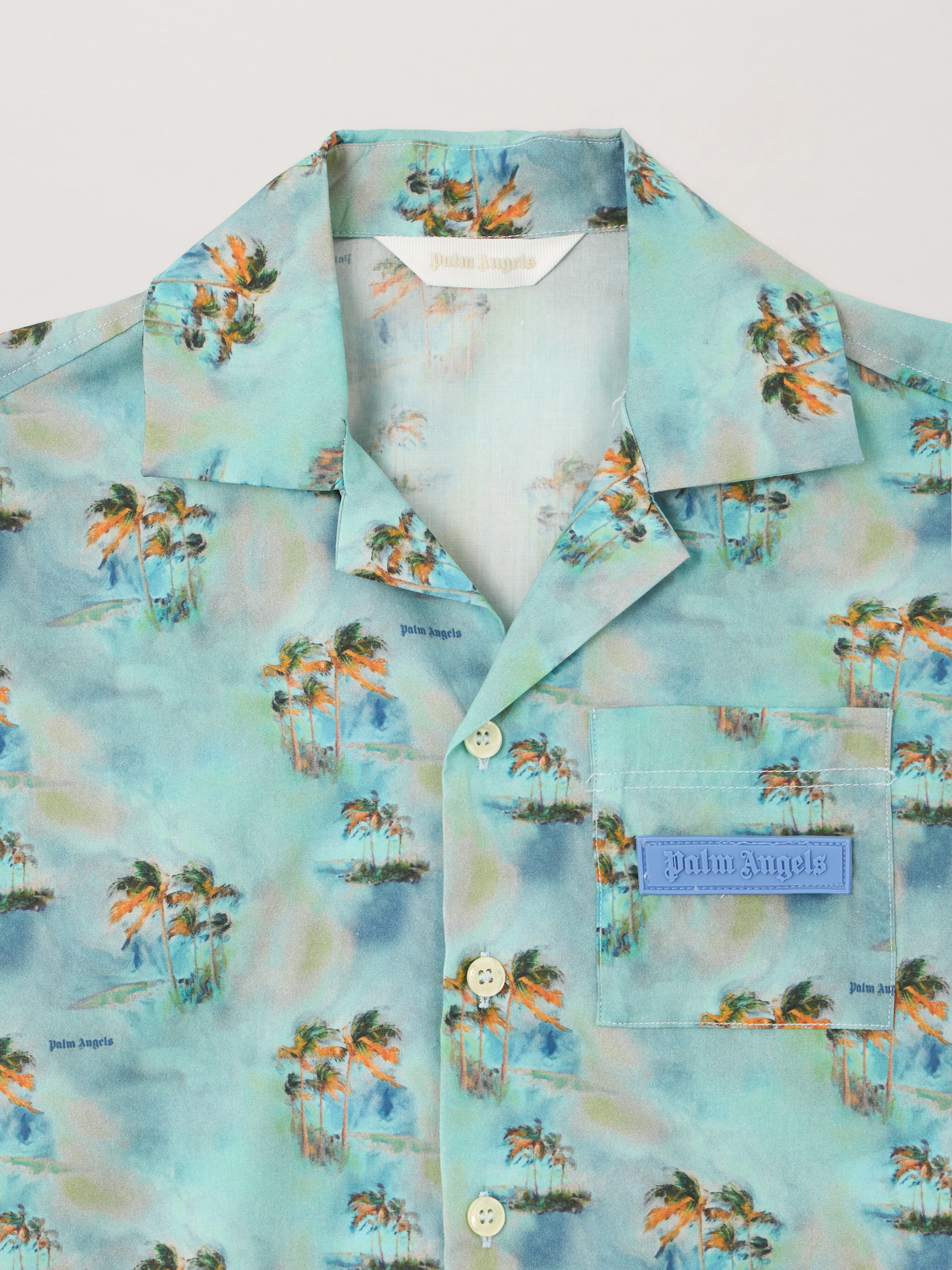 AOP Palms Bowling Shirt in BLU BIMBO/ BABY BLUE | Palm Angels®