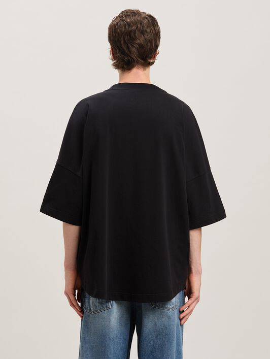 PALM ANGELS  Bear in Mind Over T-shirt BLACK - BROWN PMAA002S25JER002