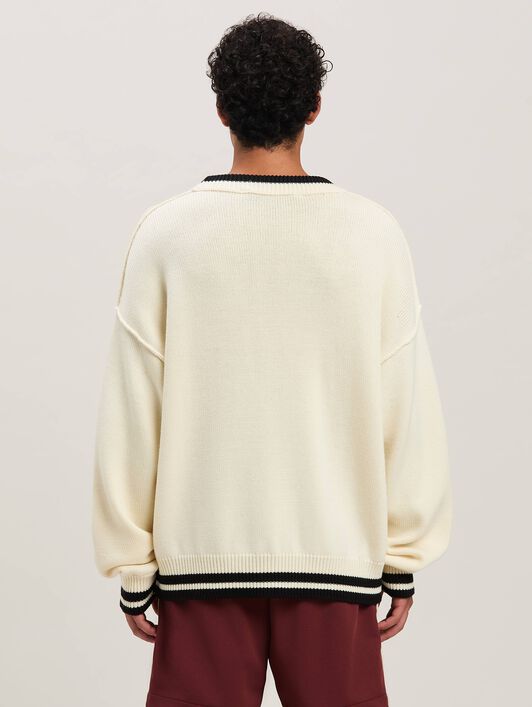 PALM ANGELS  Bear in Mind Sweater OFF WHITE - BROWN PMHE007S25KNI001