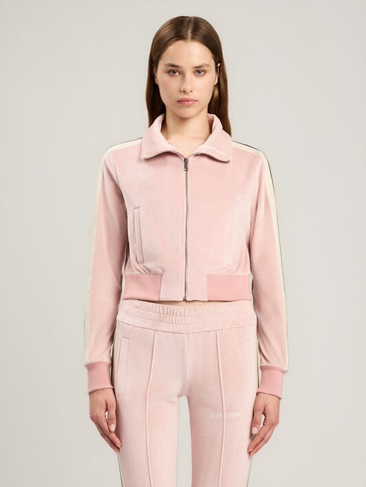 Logo Chenille Crop Track Jacket PALM ANGELS Logo Chenille Crop Track Jacket PINK OFF WHITE PWBD045S26FAB001
