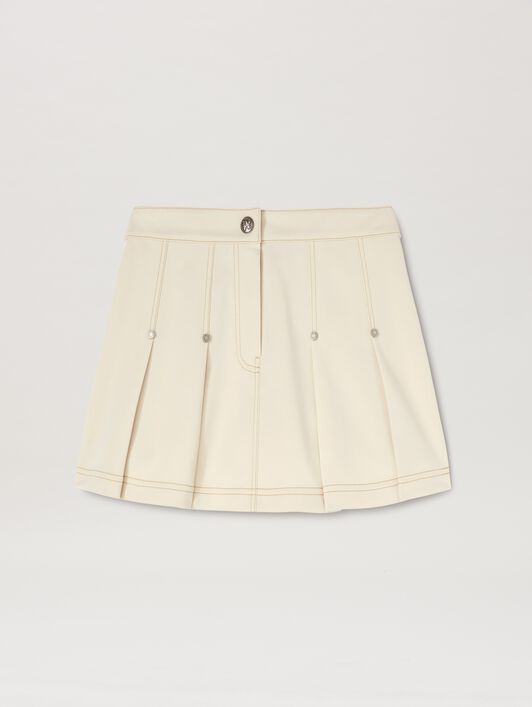 PALM ANGELS  Pleated Mini Skirt AVORIO - AVORIO PWCC085S25FAB001