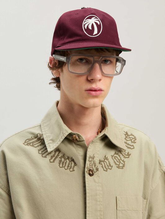 PALM ANGELS  Curved Logo Varsity Jacket CAMEL - CAMEL PMES043S25FAB001