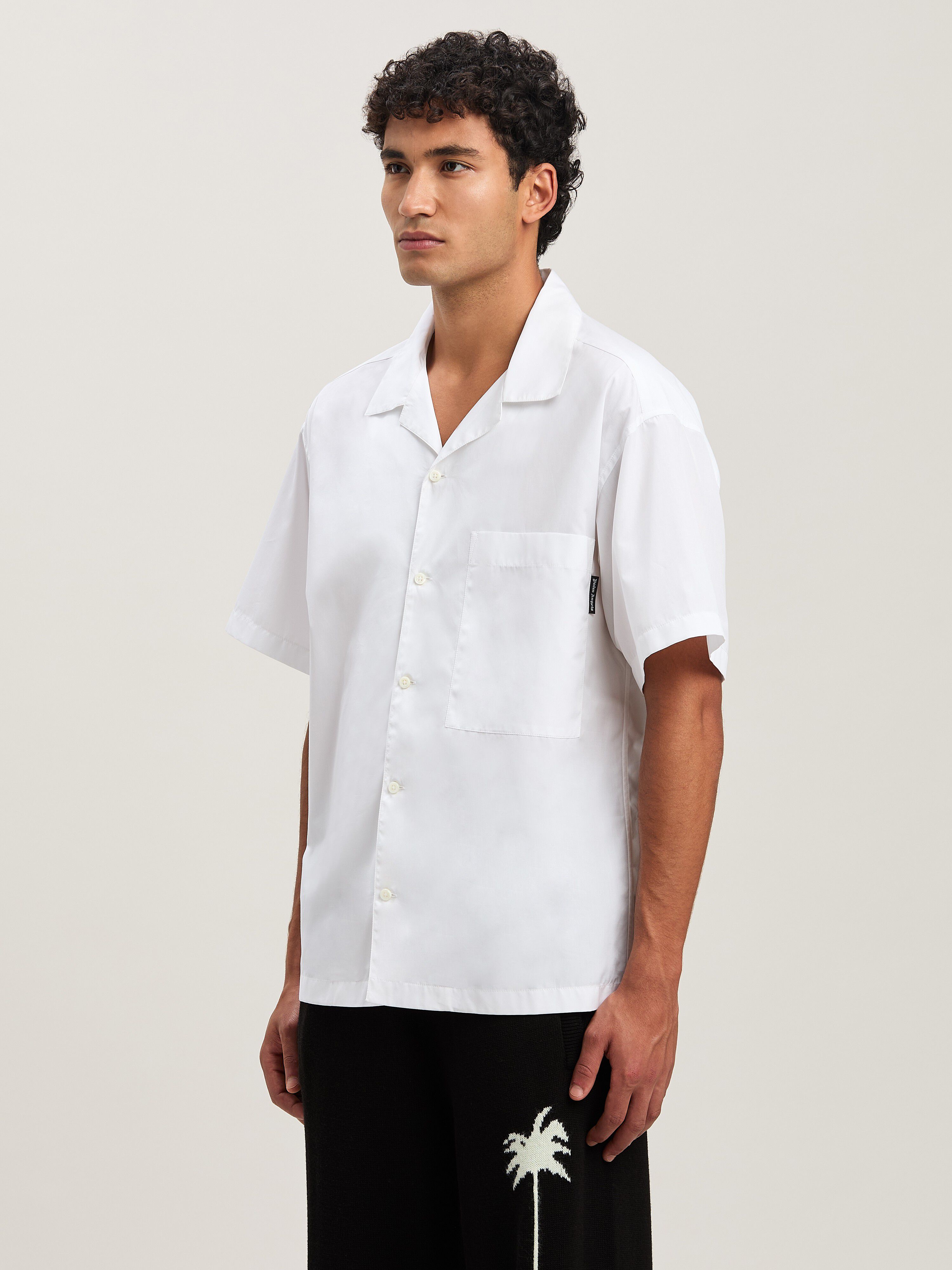 PALM ANGELS  Curved Logo short sleeves shirt WHITE - BLACK PMGG00AS25FAB004