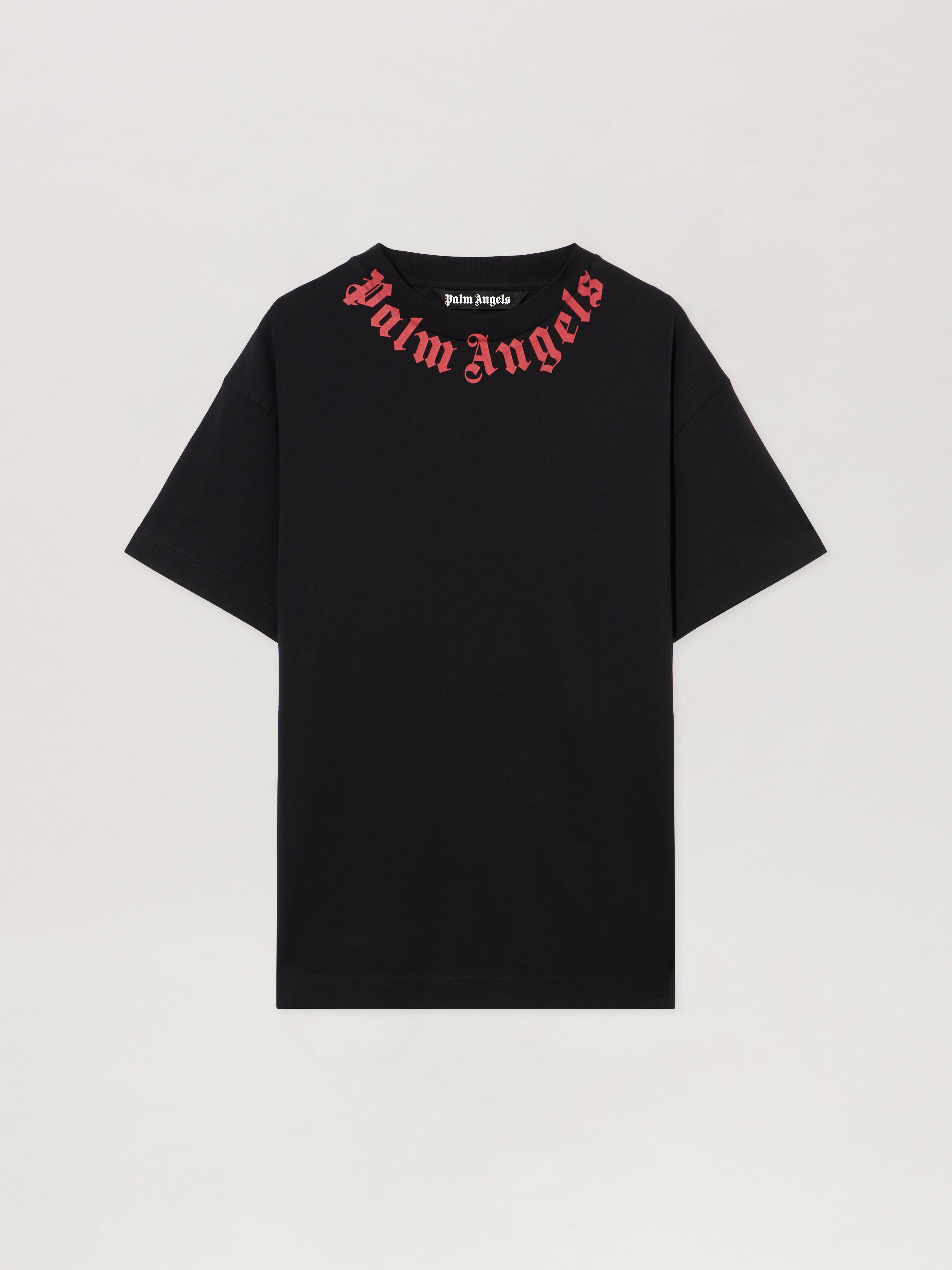 PALM ANGELS Neck Logo T-Shirt BLACK OFF WHITE PMAA109S26JER008