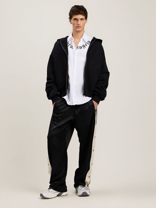 PALM ANGELS Back Curved Logo Zip Hoodie BLACK OFF WHITE PMBE02AS26FLE004