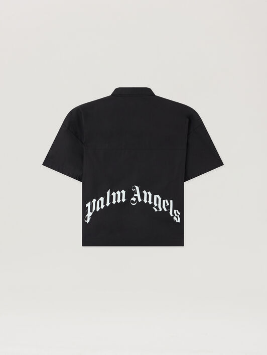PALM ANGELS Curved Logo Over Shirt NERO/BLACK PBGG003S26FAB001