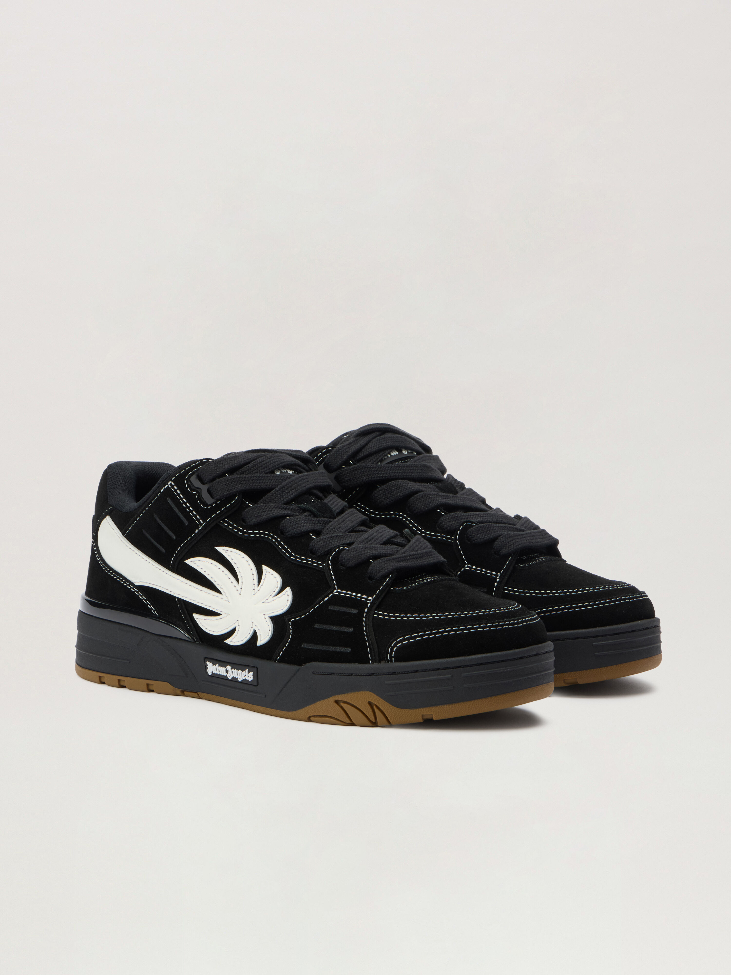 PALM ANGELS Venice Sneakers Suede BLACK - WHITE PMIA101F25LEA003