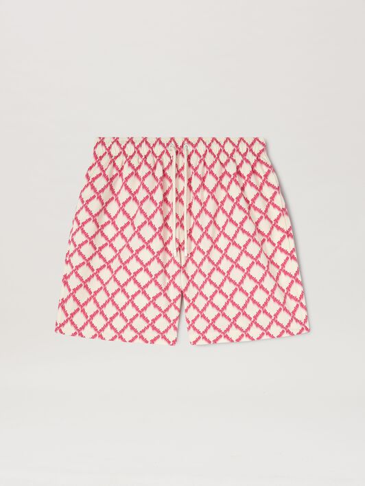 PALM ANGELS  Net logo swimshorts IVORY - FUCHSIA PMFD012S25FAB003