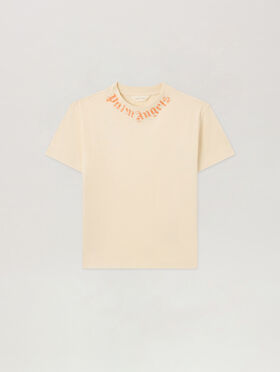 PALM ANGELS Neck Logo Brushed T-Shirt OFF WHITE PBAA003S26JER004