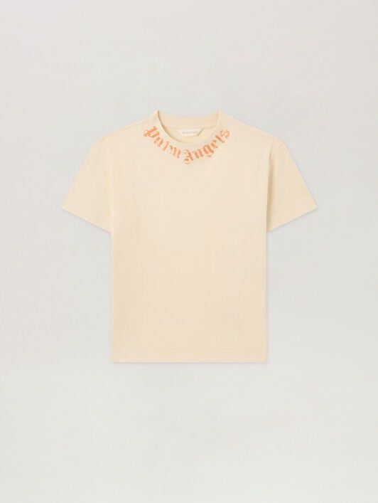 PALM ANGELS Neck Logo Brushed T-Shirt OFF WHITE PBAA003S26JER004