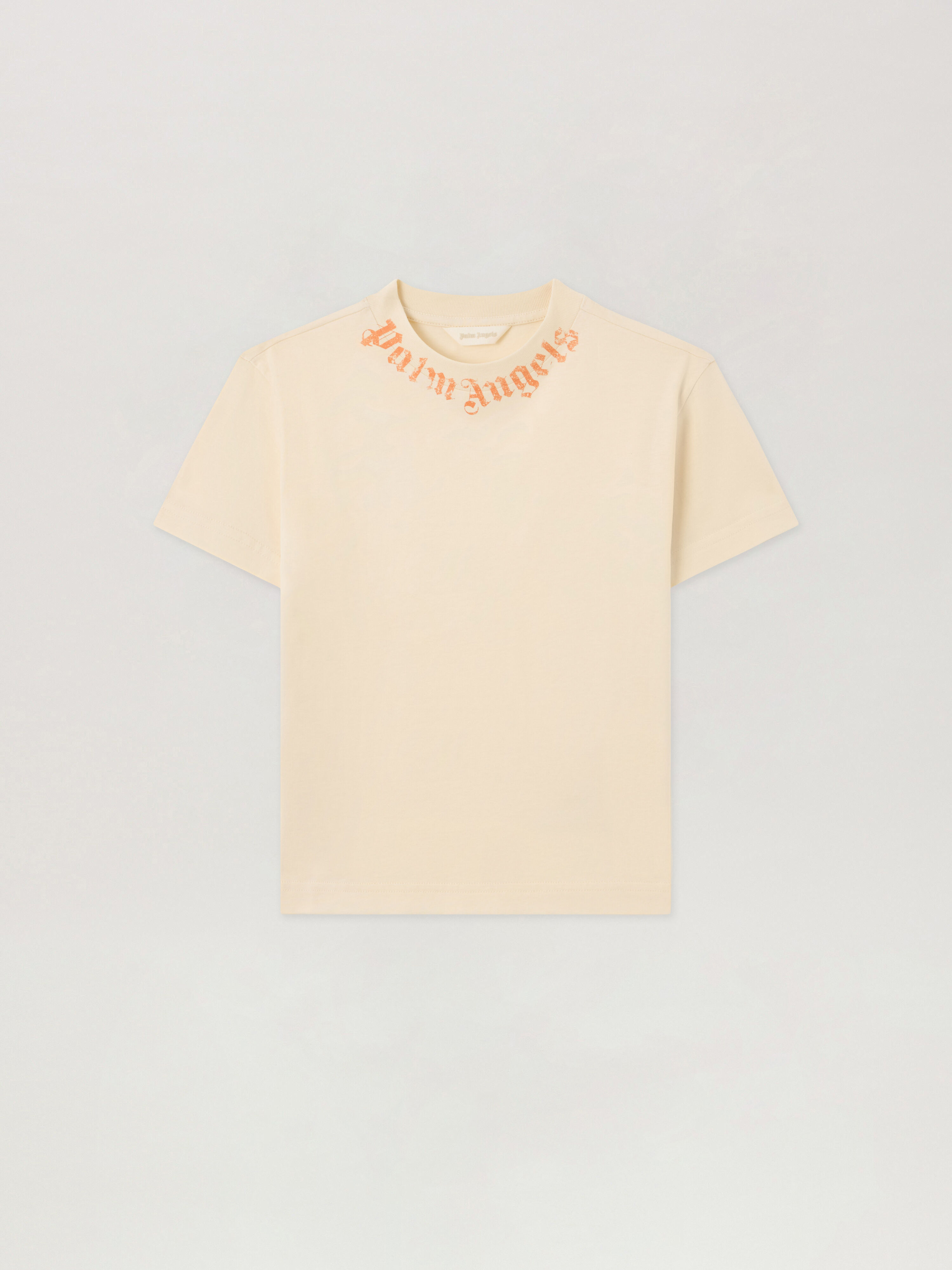 PALM ANGELS Neck Logo Brushed T-Shirt OFF WHITE PBAA003S26JER004