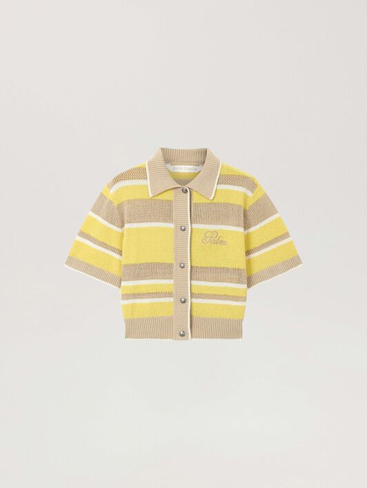 PALM ANGELS Palm Sway Beach Cardigan LIGHT YELLOW - KAKI PAWHB01F26KN01