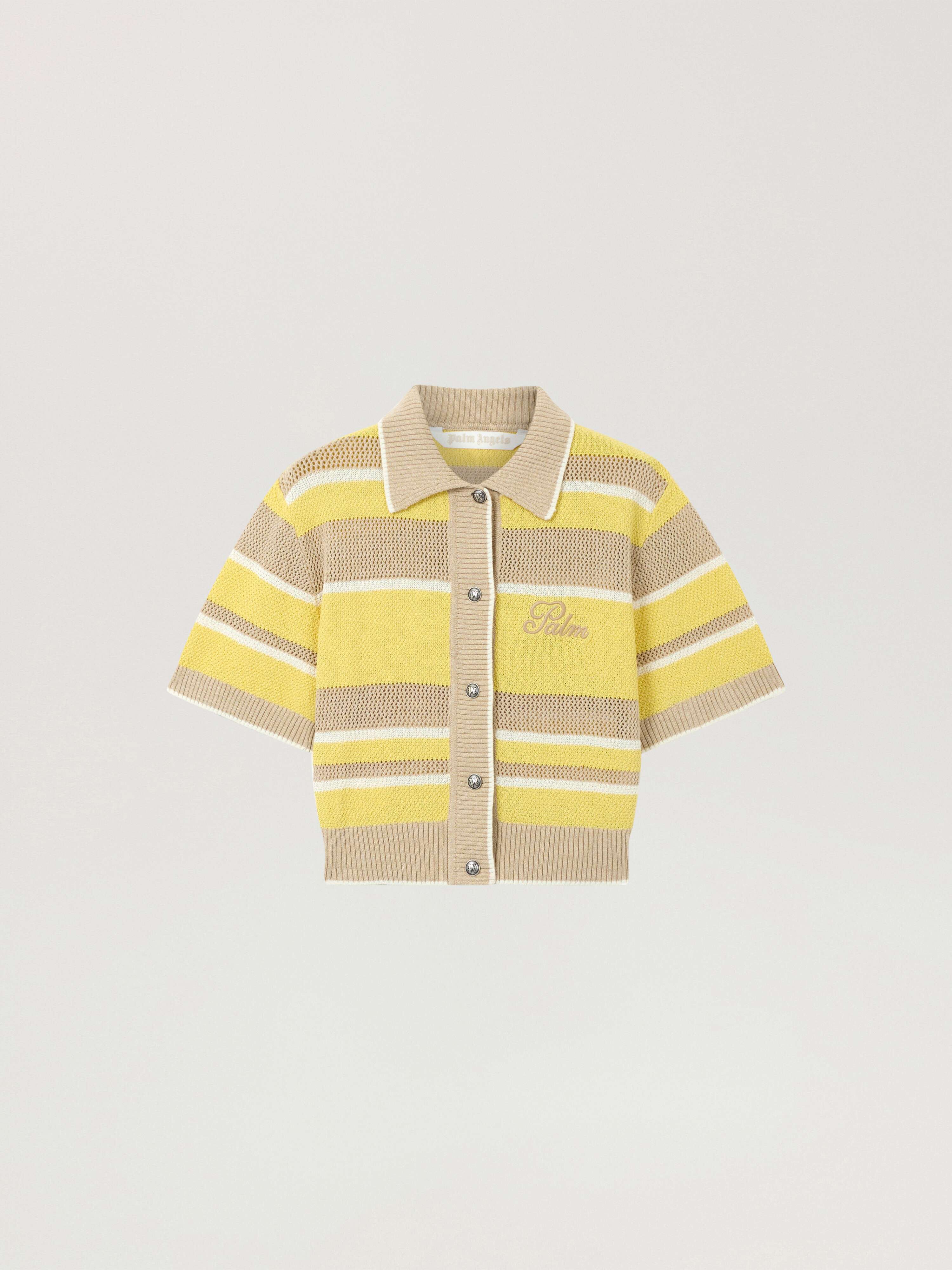 PALM ANGELS Palm Sway Beach Cardigan LIGHT YELLOW - KAKI PAWHB01F26KN01