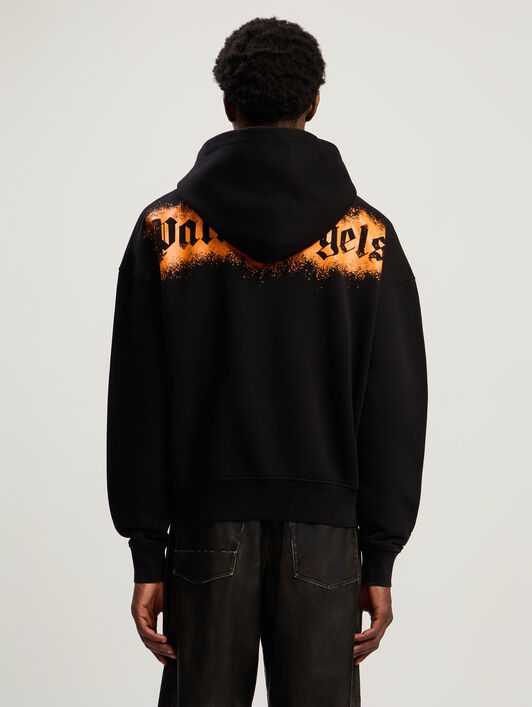 Spray Bear Loose Hoodie PALM ANGELS Spray Bear Loose Hoodie BLACK - ORANGE FLUO PMBB17EF25FLE005
