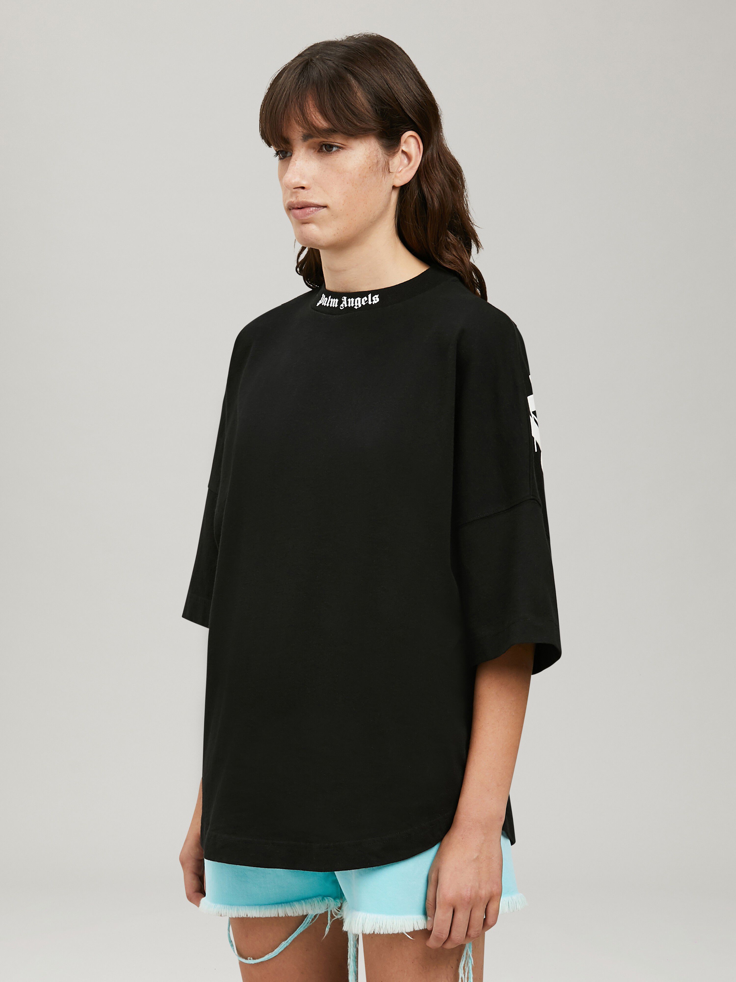 PALM ANGELS Classic Logo Over Tee BLACK - WHITE PWAA023C99JER002