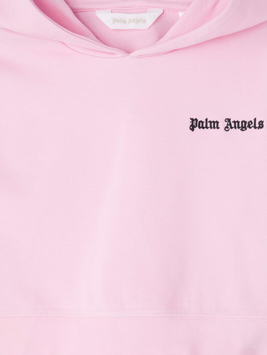 PALM ANGELS  Track cropped hoodie ROSE PINK BLACK PGBD007S25FLE001