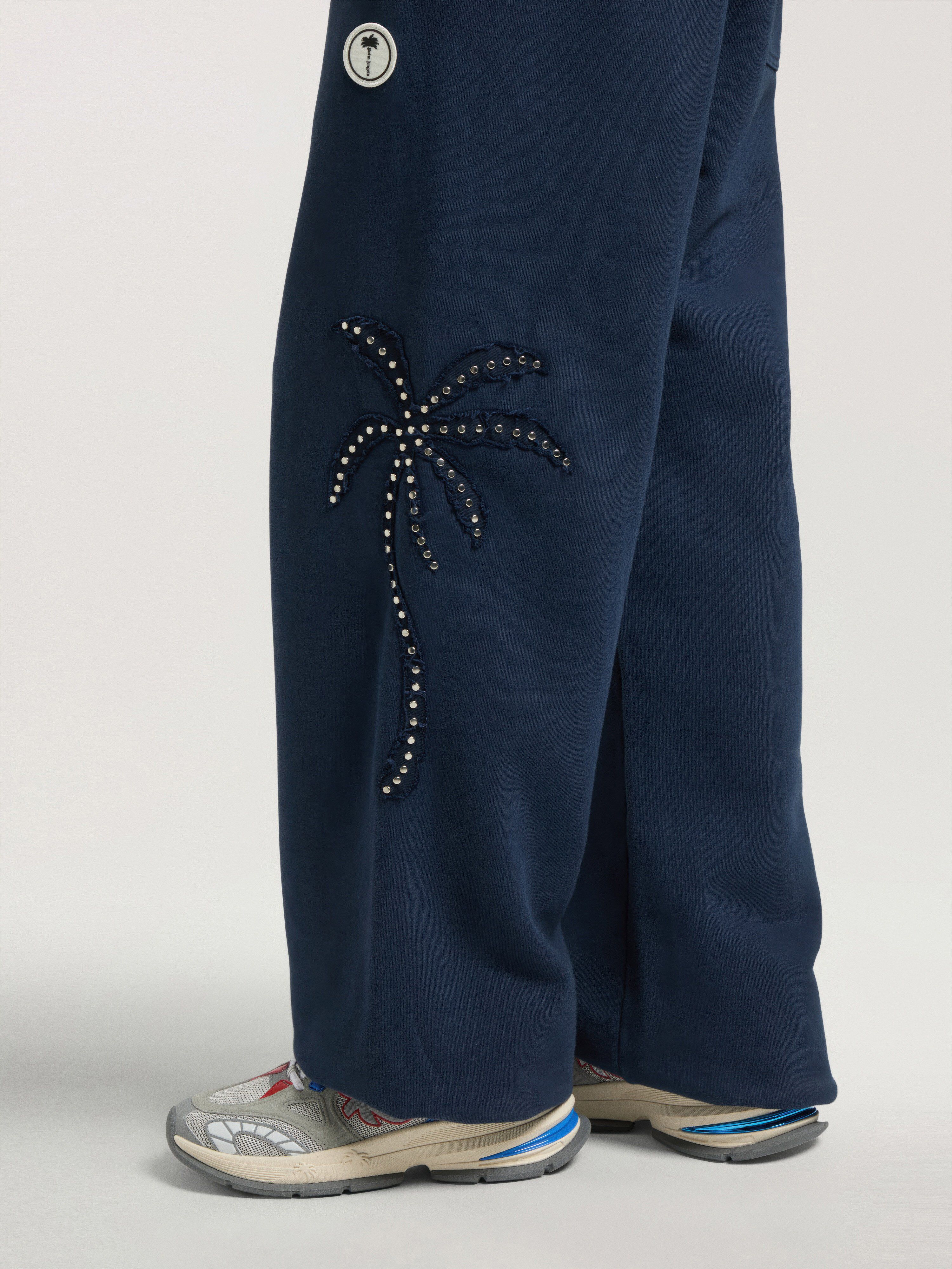 Palm Deco Sweatpants PALM ANGELS Palm Deco Sweatpants NAVY BLUE - OFF WHITE PAMCH04W26FL01