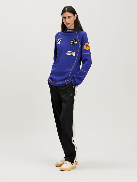 PALM ANGELS  long sleeves Racing T-shirt Moncler x Palm Angels BLU - BIANCO PMAB057T25FAB001