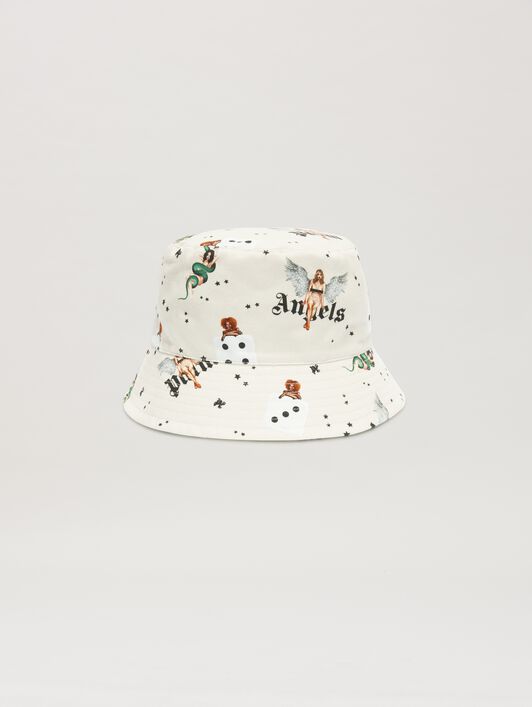 PALM ANGELS  Pin up all over Bucket hat IVORY - MULTICOLOR PMLA039S25FAB004
