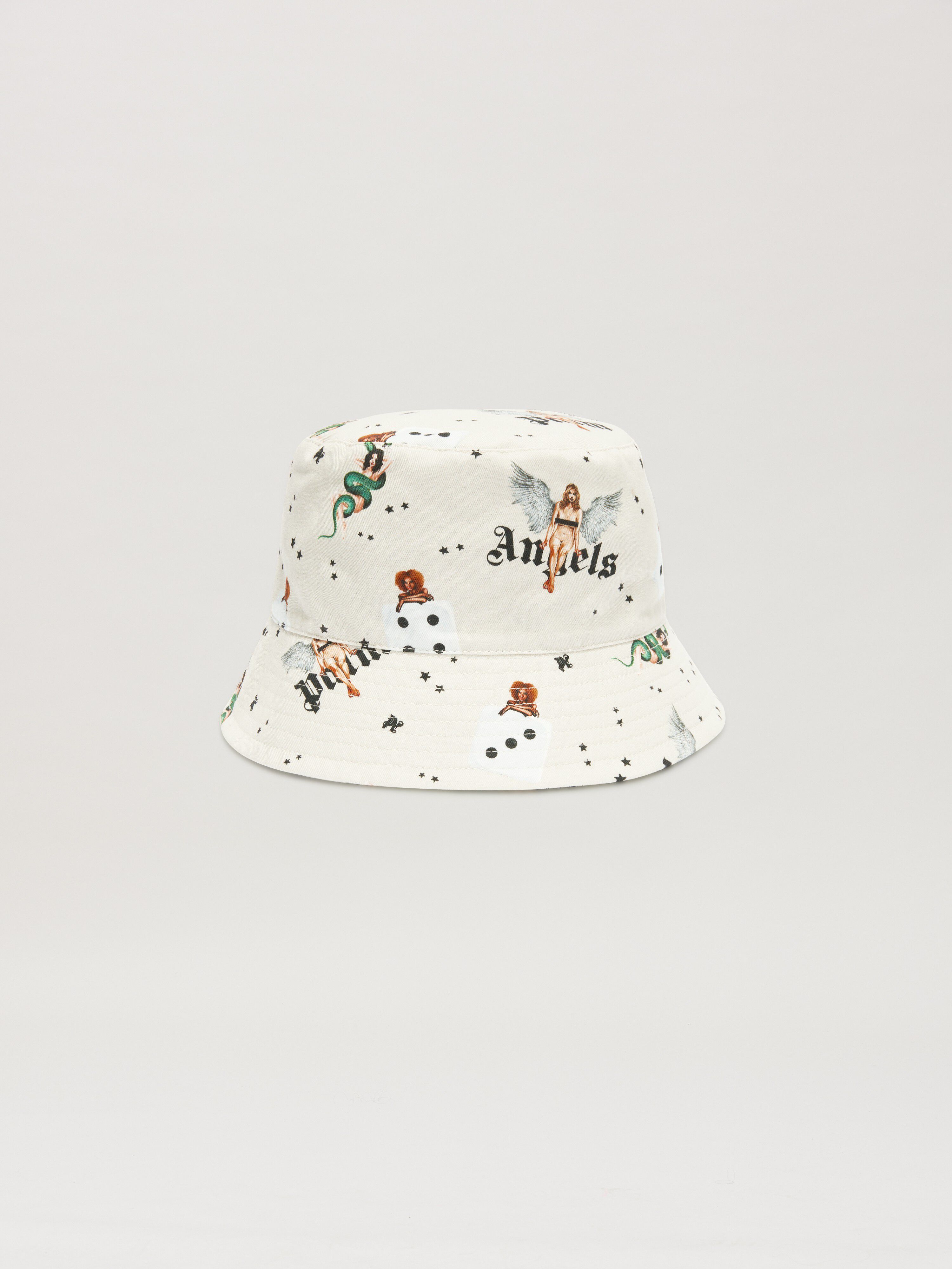 PALM ANGELS  Pin up all over Bucket hat IVORY - MULTICOLOR PMLA039S25FAB004