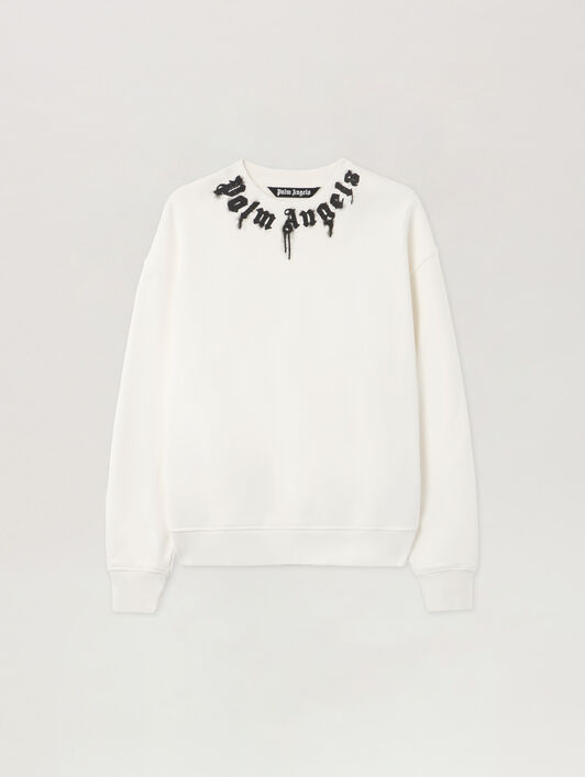 Neck Logo Reg Crew Sweatshirt PALM ANGELS Neck Logo Reg Crew Sweatshirt OFF WHITE - BLACK PMBA08HF25FLE003