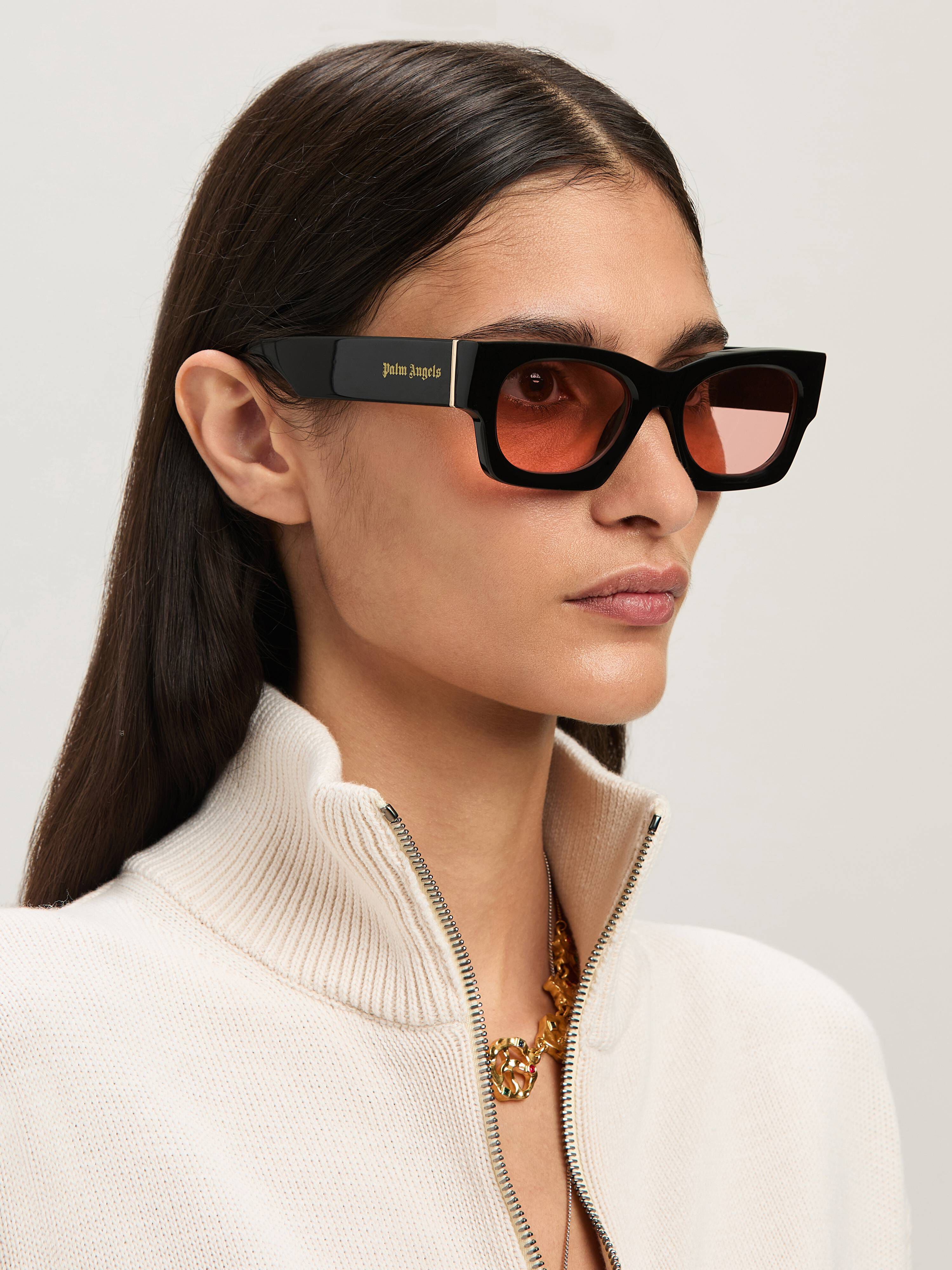 PALM ANGELS  Boodie sunglasses BLACK - PEACH ORANGE PERI089C99PLA001