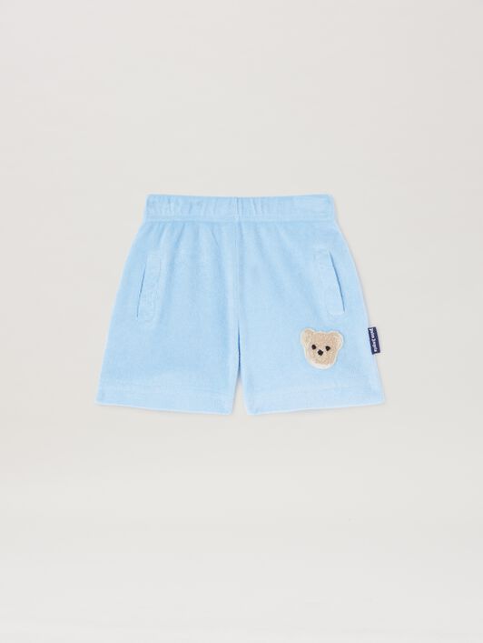 PALM ANGELS  Terry Bear Shorts LIGHT BLUE BROWN PB6X003S25FLE001