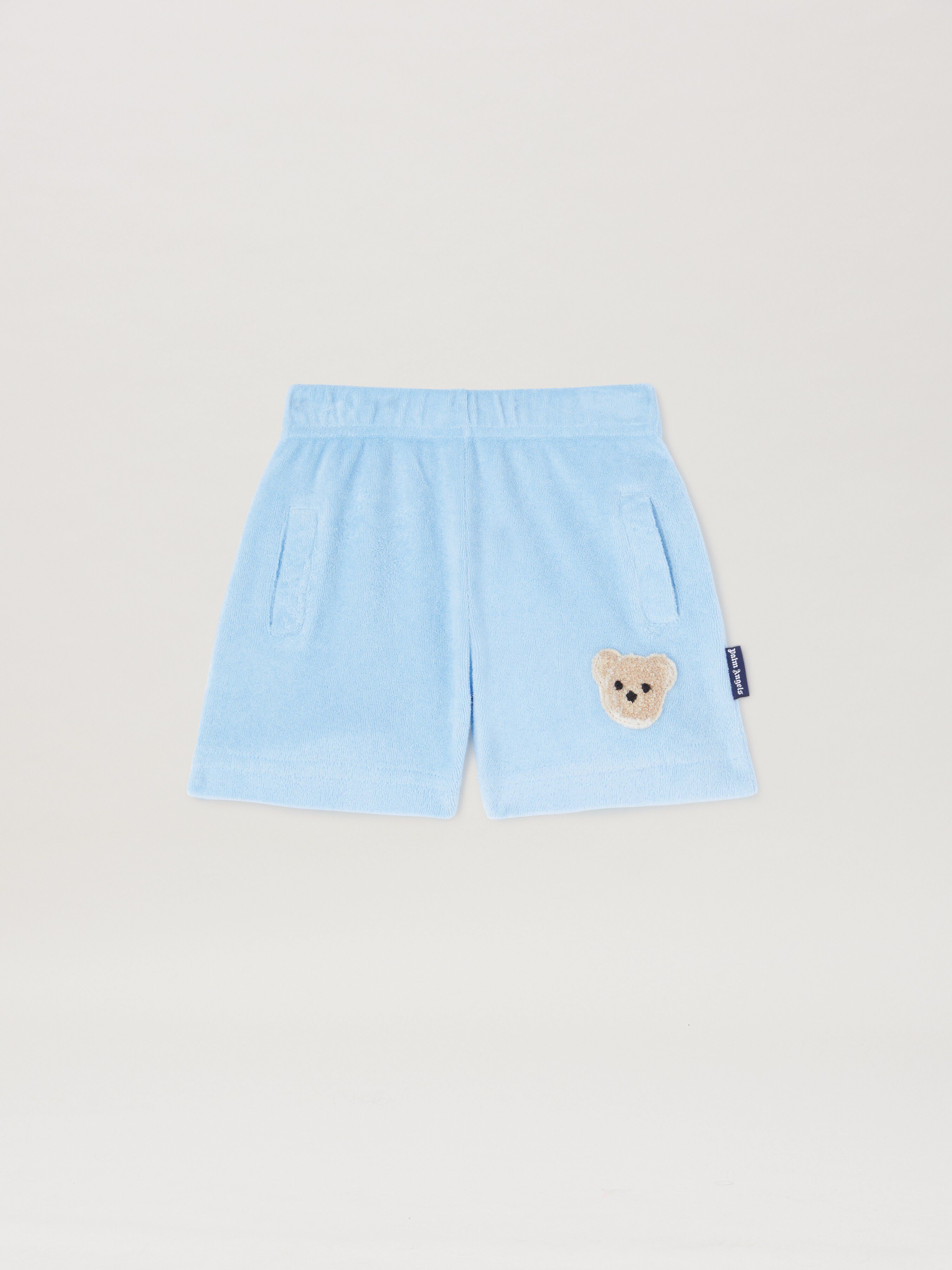 PALM ANGELS  Terry Bear Shorts LIGHT BLUE BROWN PB6X003S25FLE001
