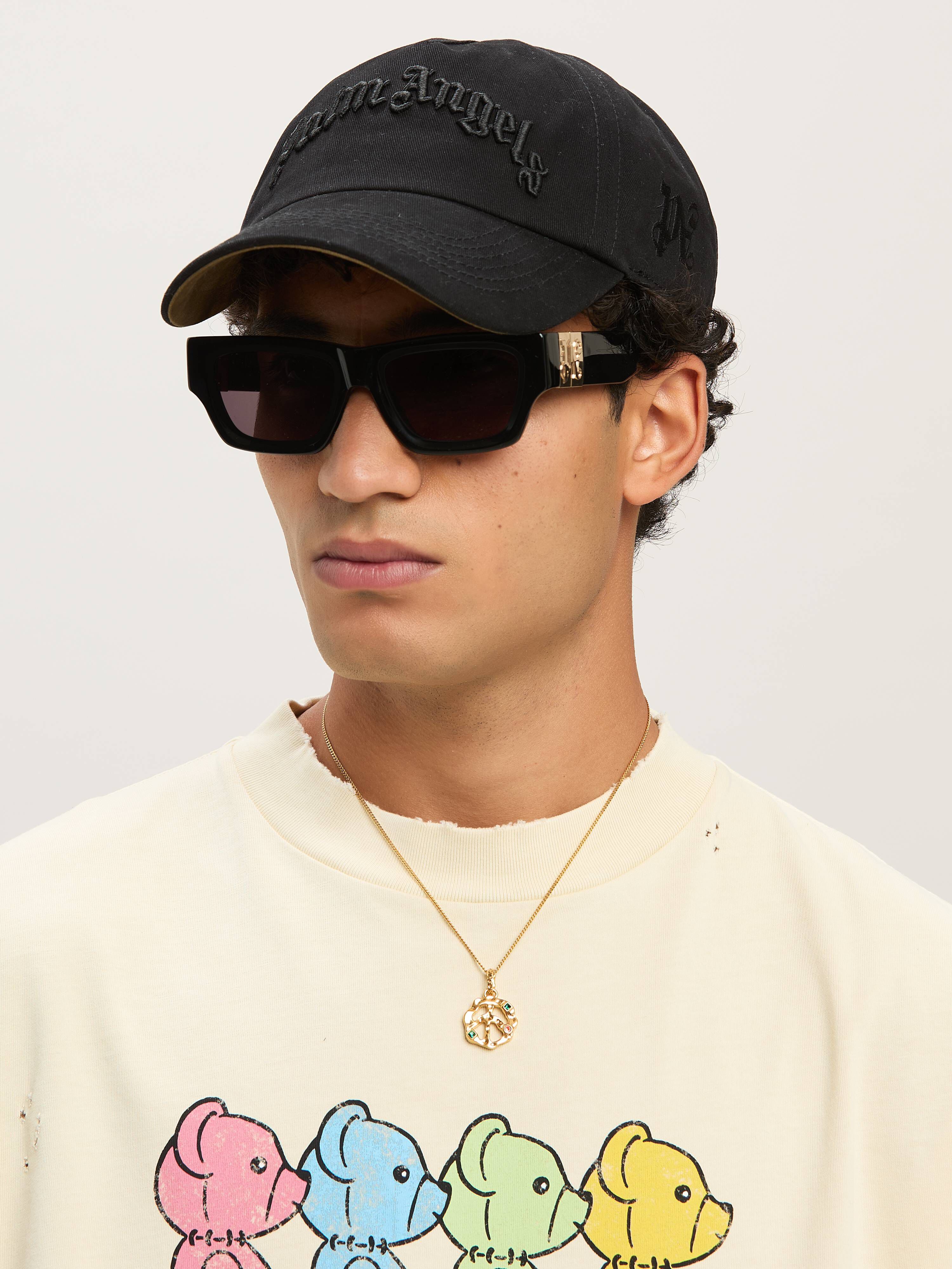 PALM ANGELS  Embroidered Curved Logo baseball cap BLACK - BLACK PMLB10AS25FAB001