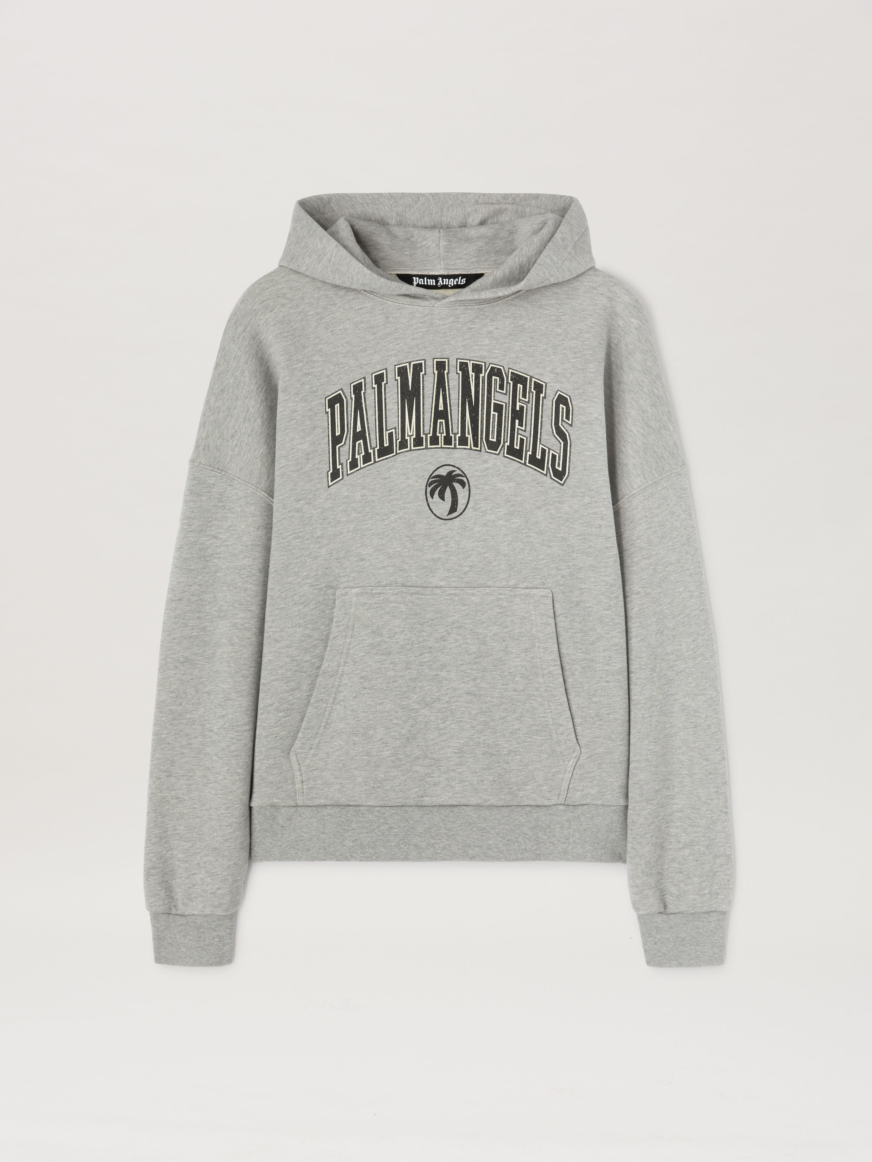 PALM ANGELS  College Oval Palm Hoodie GREY MELANGE - BLACK PMBB155S25FLE001