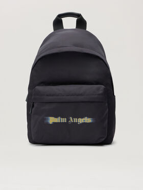 PALM ANGELS Blurred Logo Big Backpack BLACK - OCHER YELLOW PBNB018F25FAB001