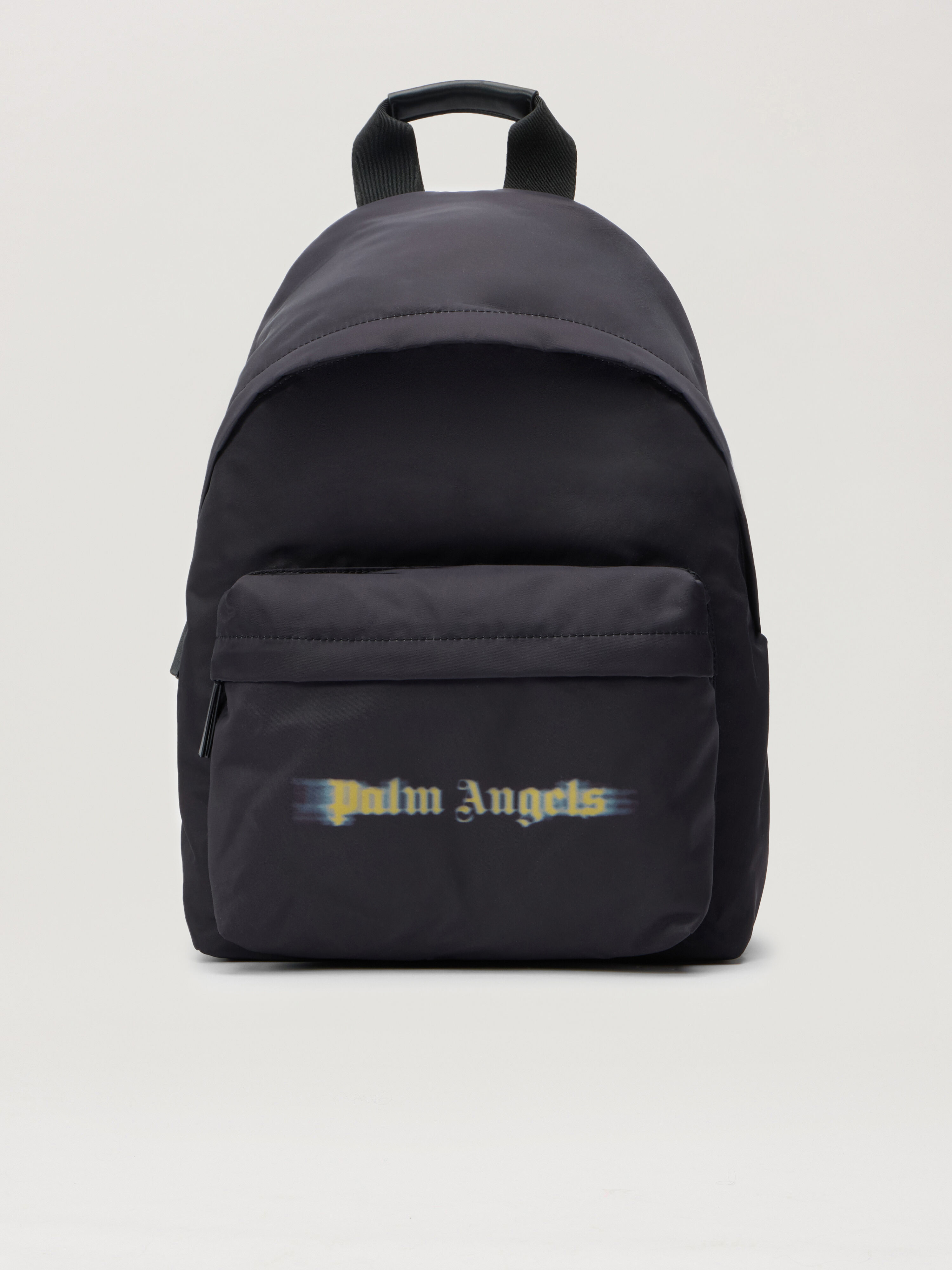 PALM ANGELS Blurred Logo Big Backpack BLACK - OCHER YELLOW PBNB018F25FAB001