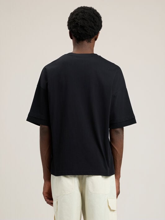 Curved Logo Loose Double T-Shirt PALM ANGELS Curved Logo Loose Double T-Shirt BLACK BLACK PMAA10QS26JER001