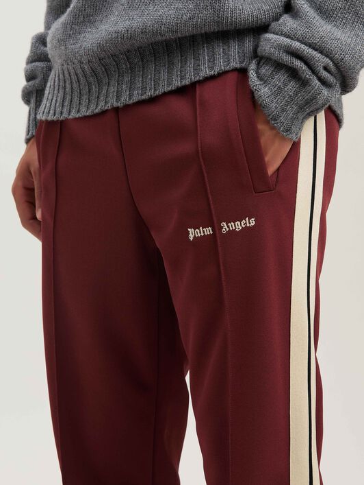 PALM ANGELS  Trainingshose mit gesticktem Logo BURGUNDY - OFF WHITE PMCJ020S25FAB001