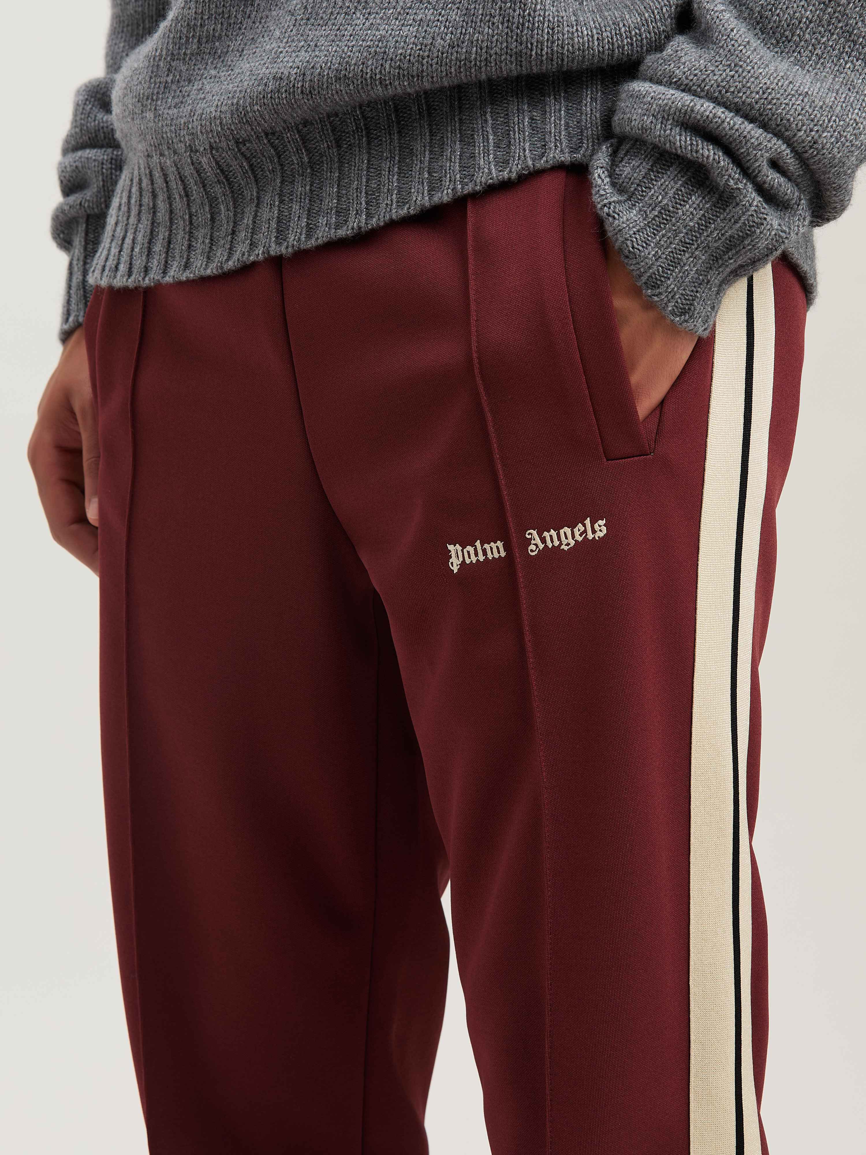 PALM ANGELS  Trainingshose mit gesticktem Logo BURGUNDY - OFF WHITE PMCJ020S25FAB001