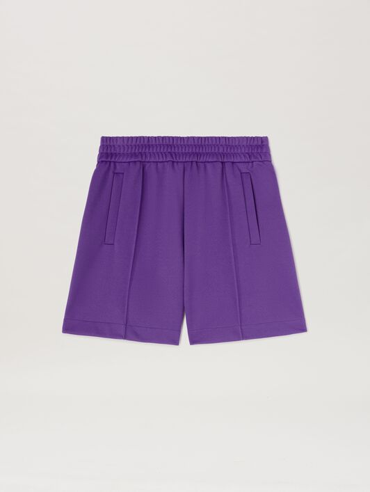 PALM ANGELS  Shorts mit geschwungenem Logo PURPLE - OFF WHITE PMCL008S25FAB001