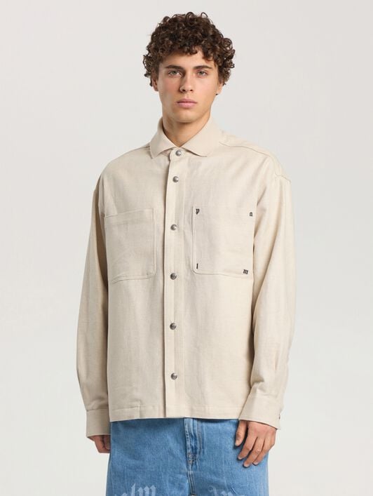 Palm Type Loose Shirt PALM ANGELS Palm Type Loose Shirt OFF WHITE - BLACK PAMGE05F26FB01