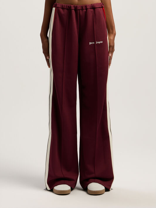 PALM ANGELS Colorblock Zip Track Pants BURGUNDY - OFF WHITE PWCJ039F25FAB001