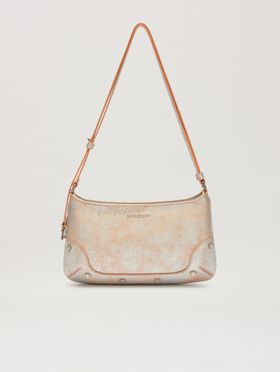 PALM ANGELS  Giorgina silver crackle bag CREMA/ORO PWNN028C99LEA001