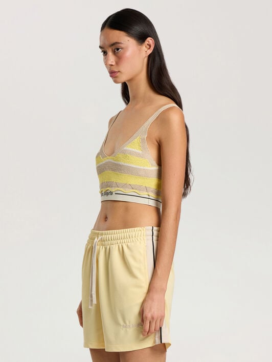 Logo Beach Knit Top PALM ANGELS Logo Beach Knit Top LIGHT YELLOW - KAKI PAWHT01F26KN01