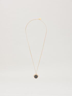 PALM ANGELS  Stone Emblem Necklace GOLD - BLACK PMOB126S25MAT001