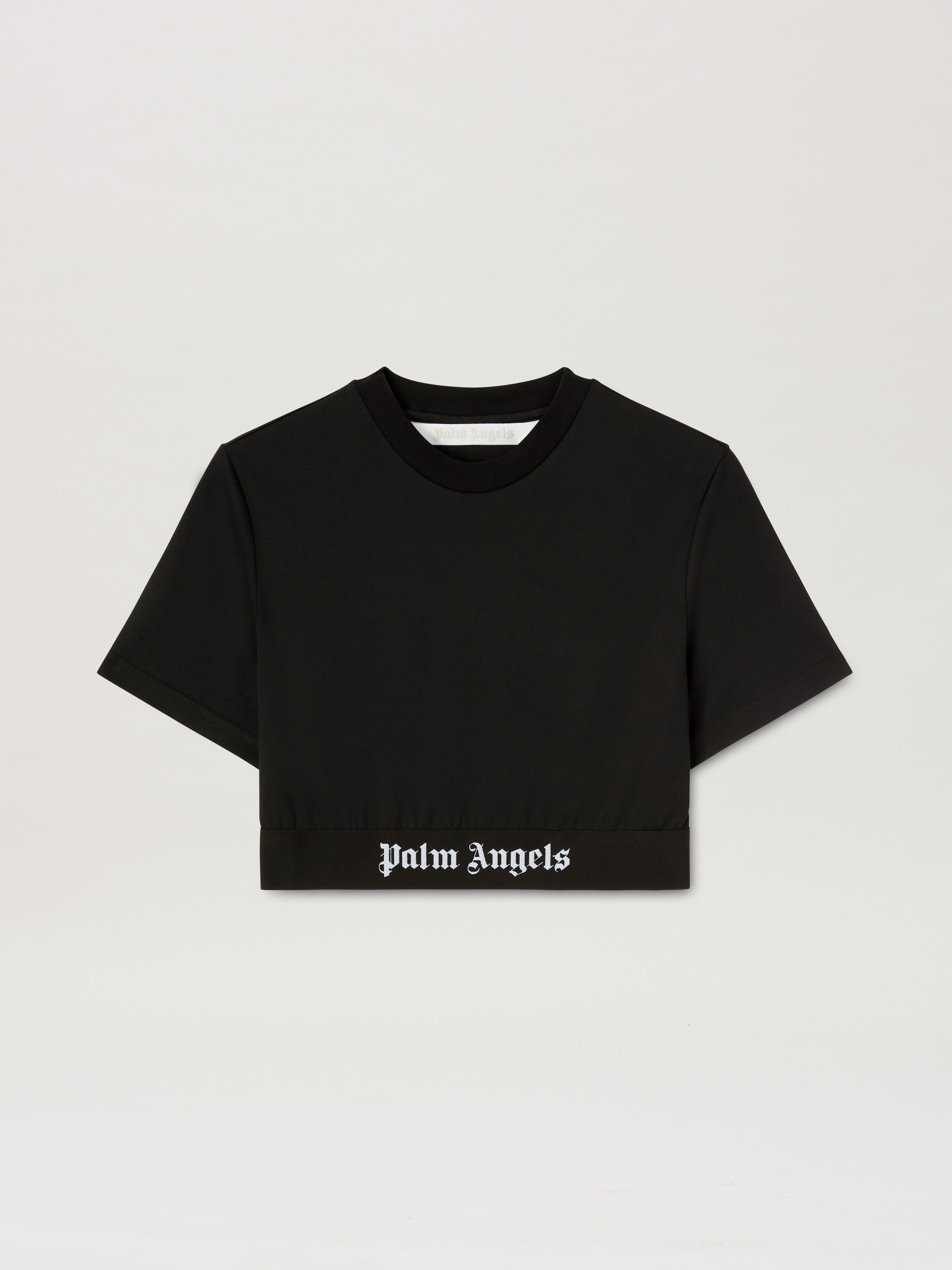 PALM ANGELS Classic Logo Tape Crop Tee BLACK BLACK PWAA067C99JER001