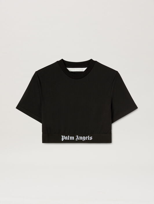 Classic Logo Tape Crop Tee PALM ANGELS Classic Logo Tape Crop Tee BLACK BLACK PWAA067C99JER001