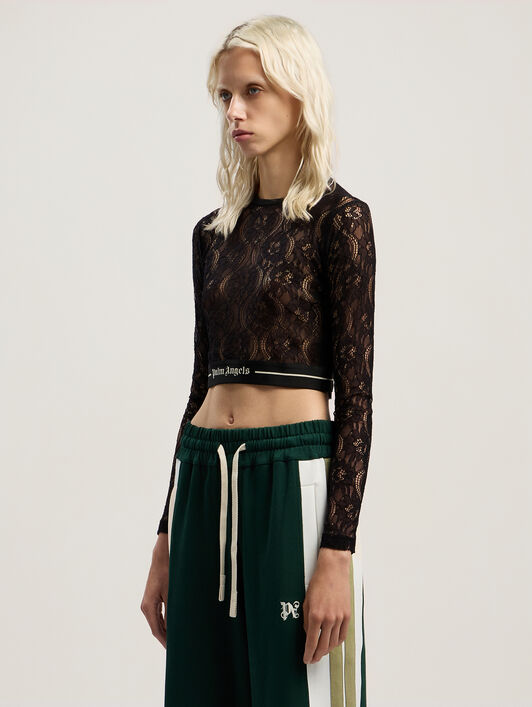 Classic Logo Lace Top PALM ANGELS Classic Logo Lace Top BLACK - BLACK PWAD07CF25FAB001