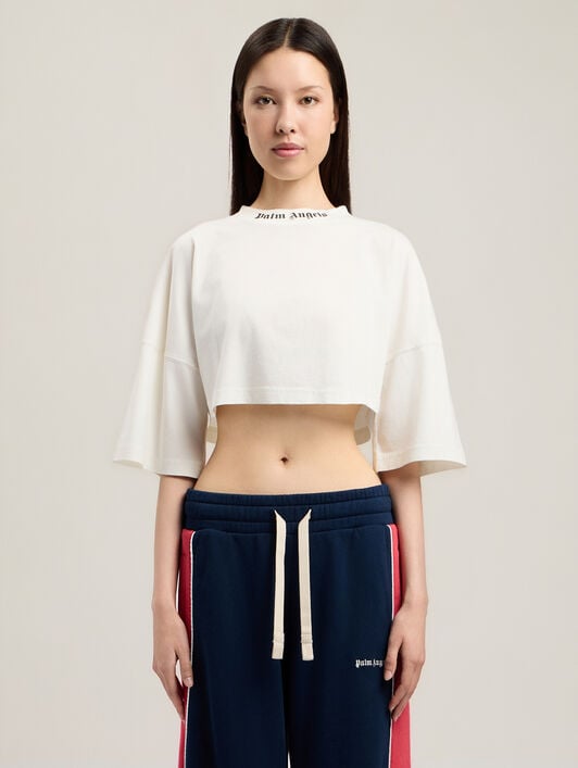 PALM ANGELS Classic Logo Mini T-Shirt OFF WHITE BLACK PWAA054S26JER002