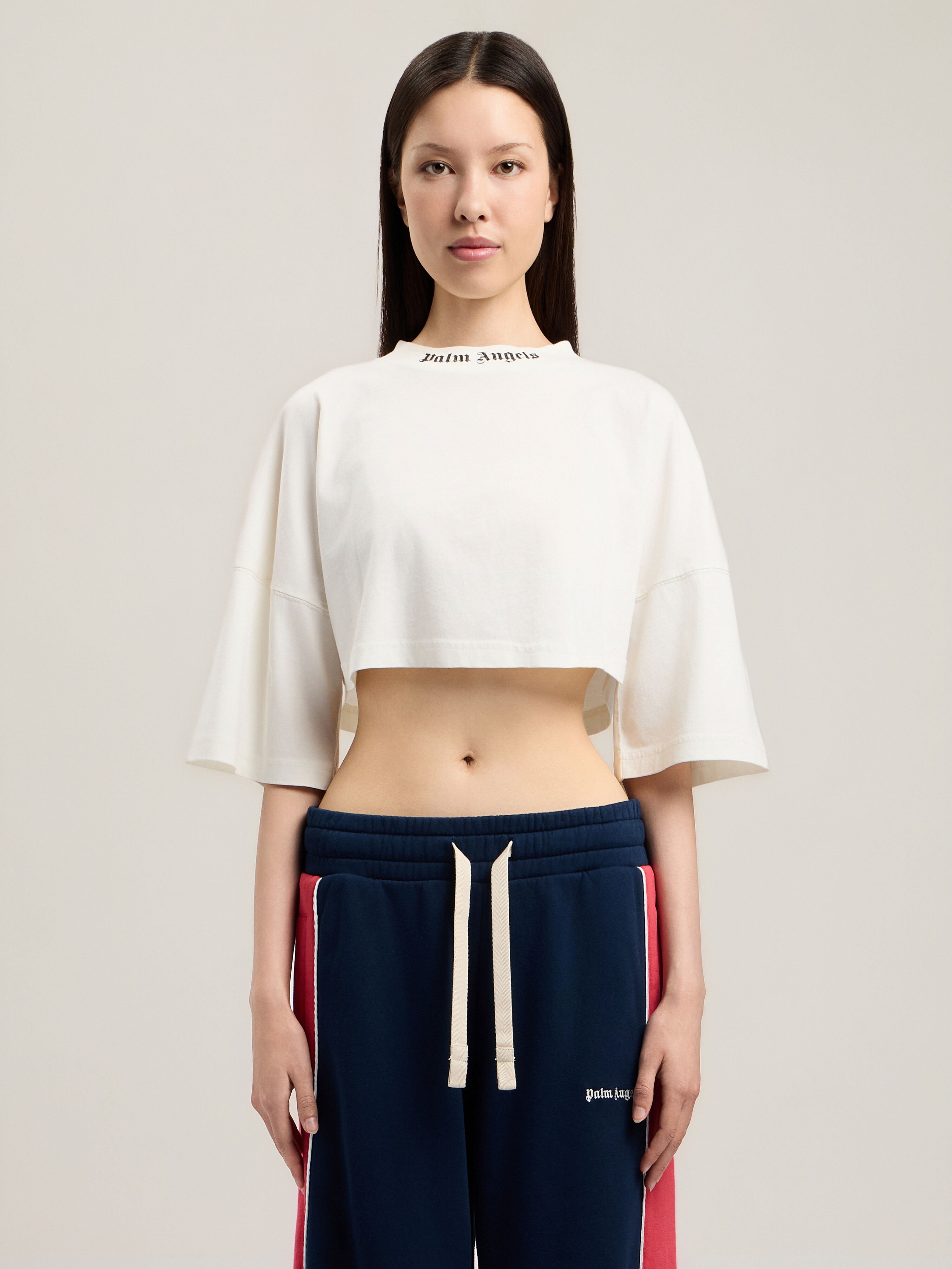 PALM ANGELS Classic Logo Mini T-Shirt OFF WHITE BLACK PWAA054S26JER002