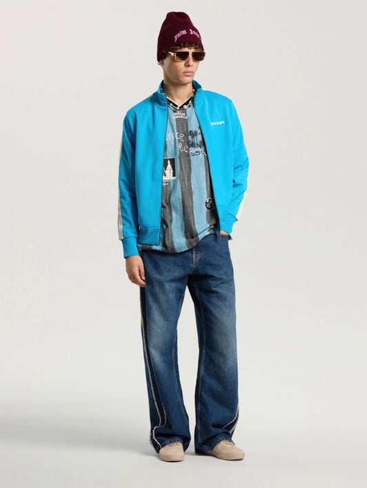 PALM ANGELS Classic Logo Track Jacket MEDIUM BLUE - OFF WHITE PAMBD01F26FB01
