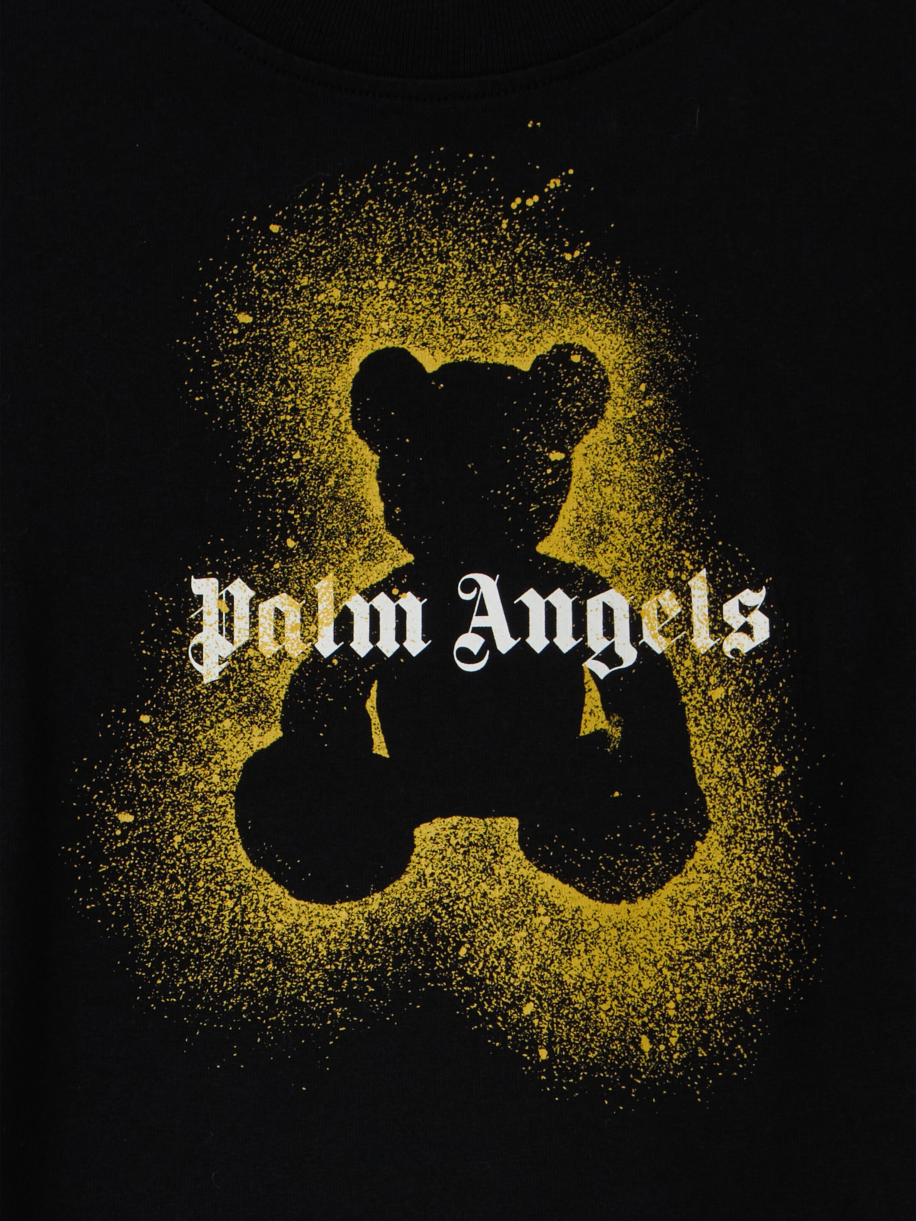 PALM ANGELS Pa Spray Bear Reg.Tee S/S BLACK - OCHER YELLOW PBAA003F25JER005