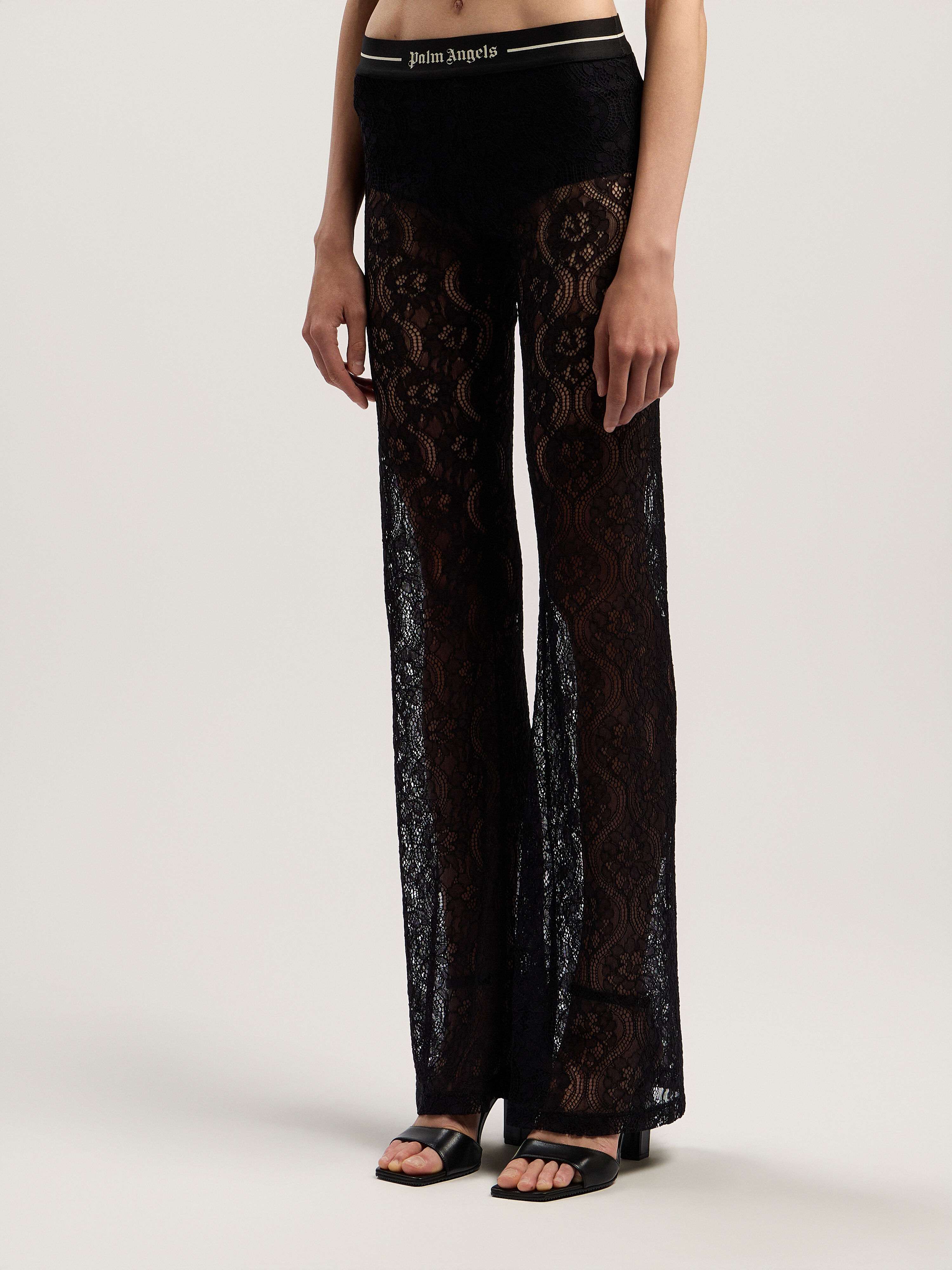PALM ANGELS Classic Logo Lace Pants BLACK - BLACK PWCA15EF25FAB001