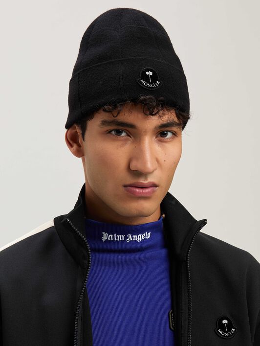 PALM ANGELS  PaxMoncler check beanie BLACK - WHITE PMLC034T25KNI001